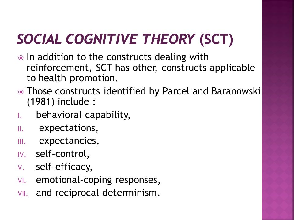 Social cognitive theory discount health